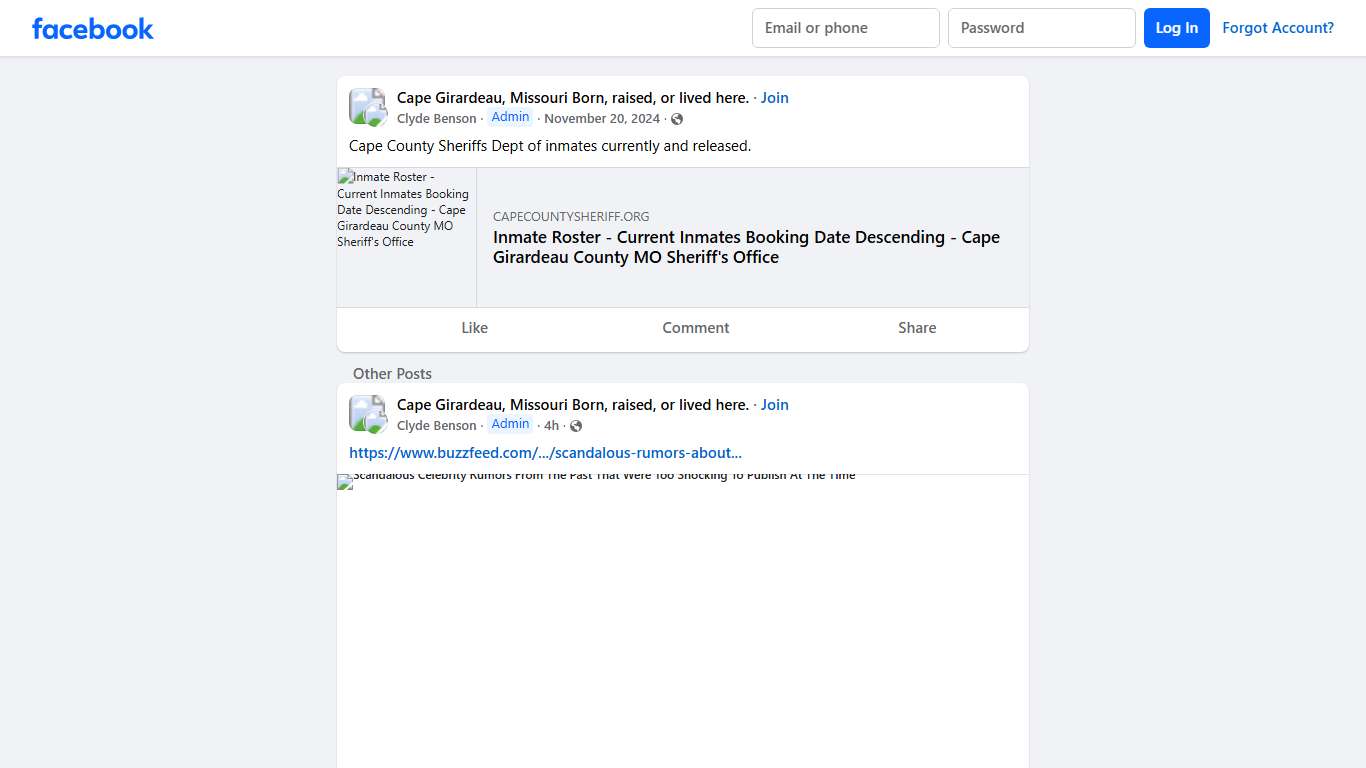 Cape Girardeau, Missouri Born, raised, or lived here. Cape County Sheriffs Dept of inmates currently and released Facebook